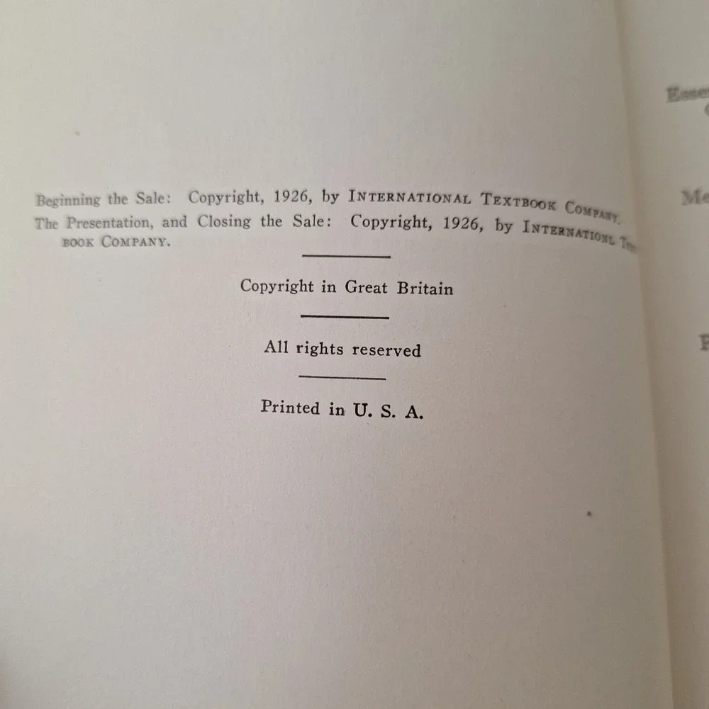 RARE 1926 International Textbook Company Salesmanship #3 Beginning The Sale